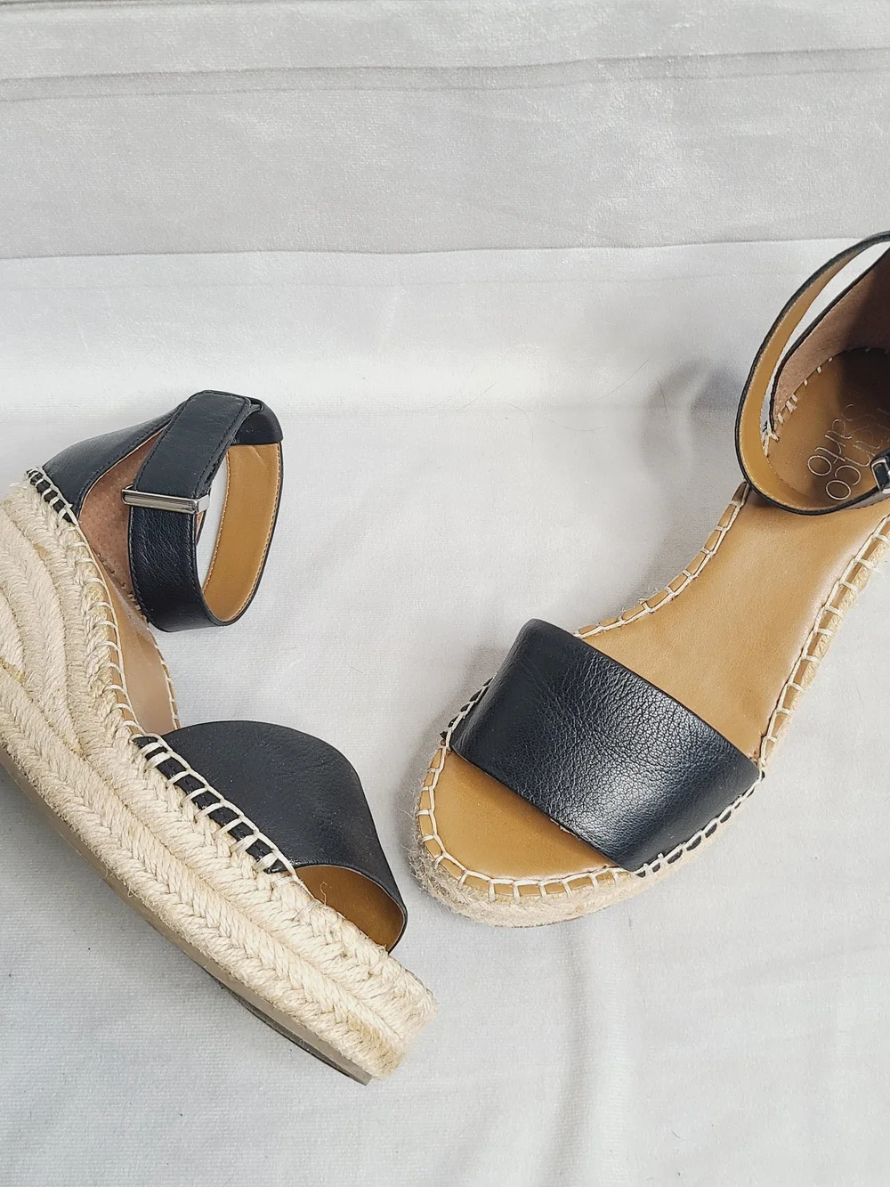 Franco Sarto Black Espadrille Wedge Sandals